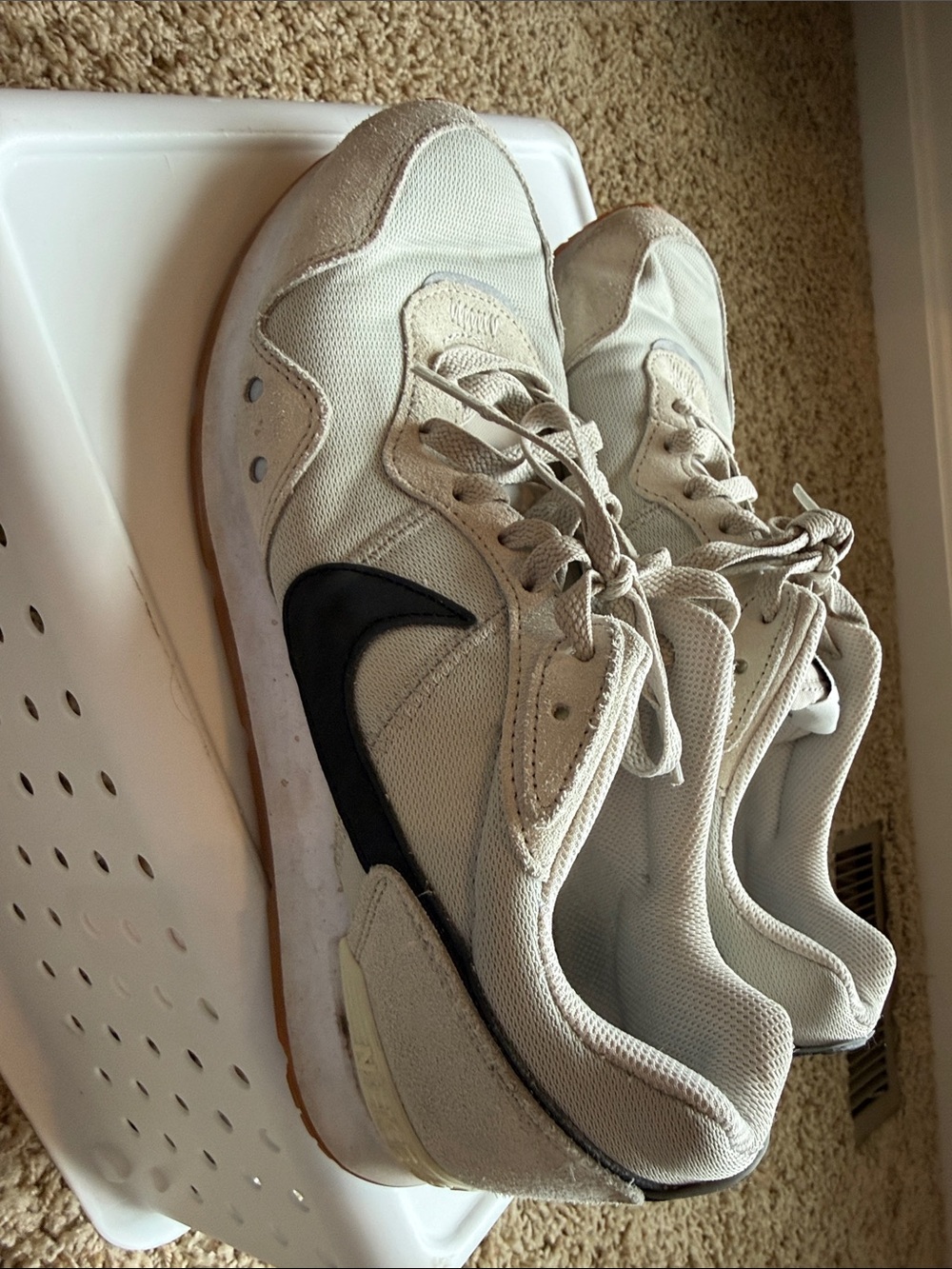 Nike Cream and Black Low-Top Sneakers